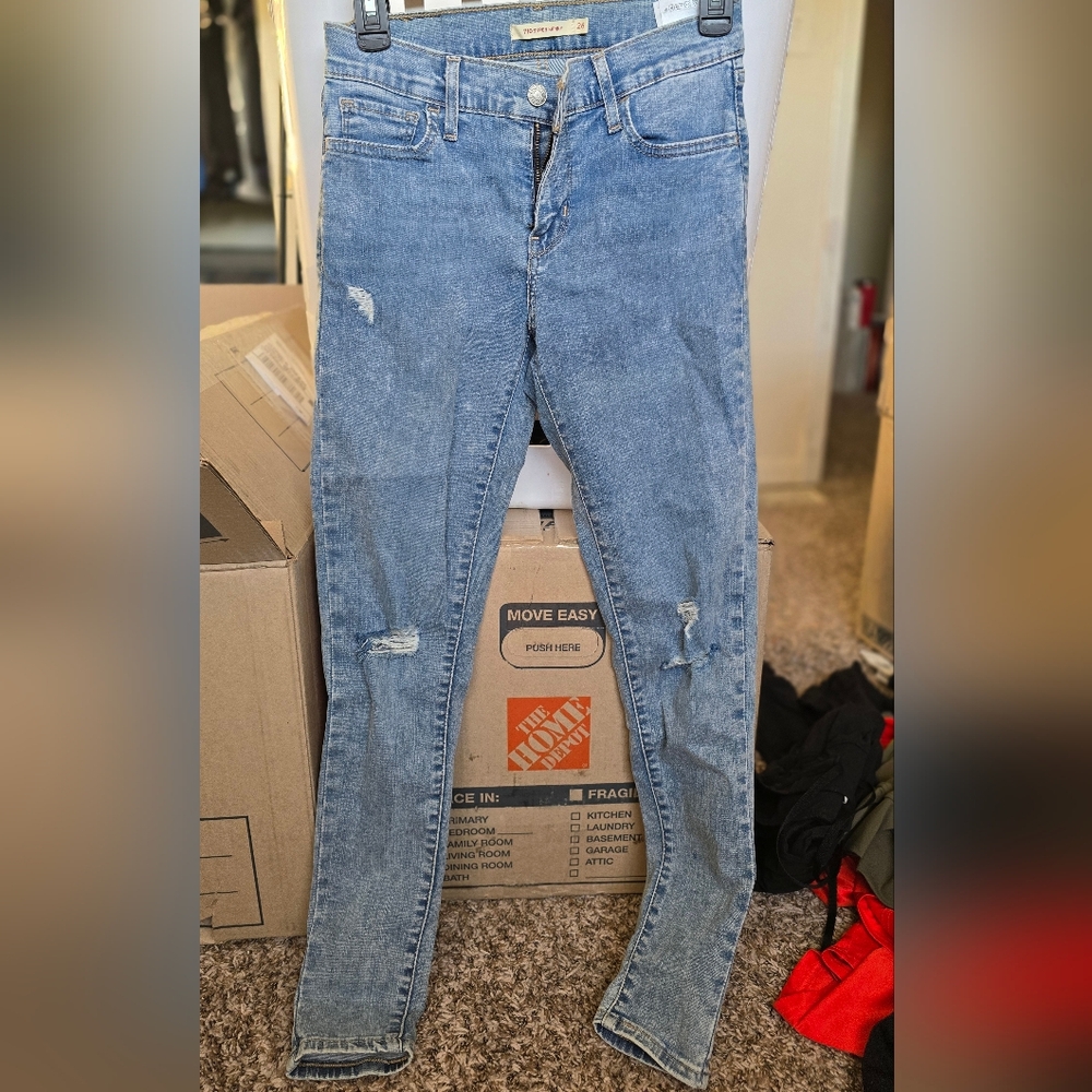 Distressed Blue Jeans